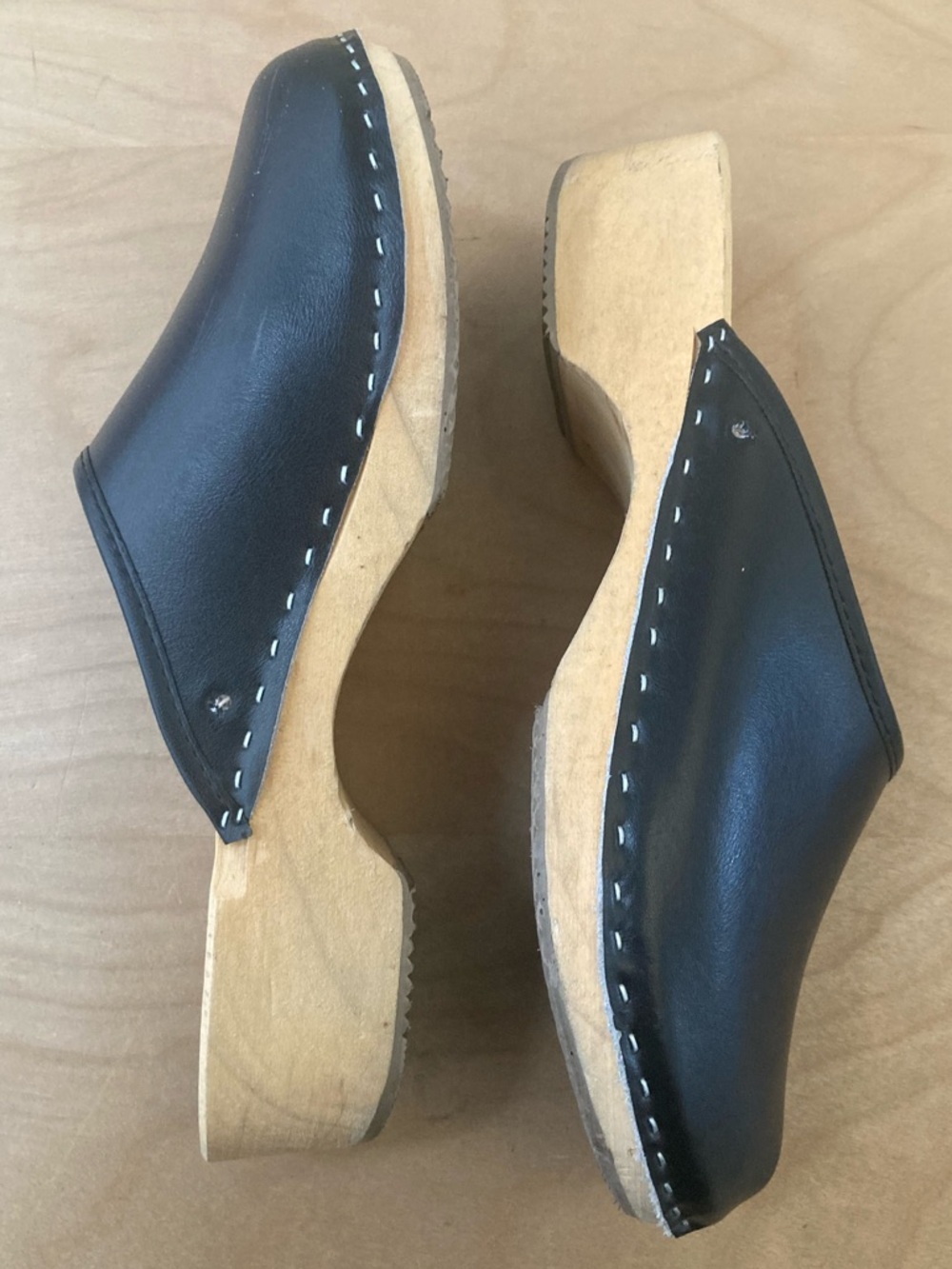 German "Orthopedik" Leather Clogs with Wood Soles 42 - Picture 4 of 8